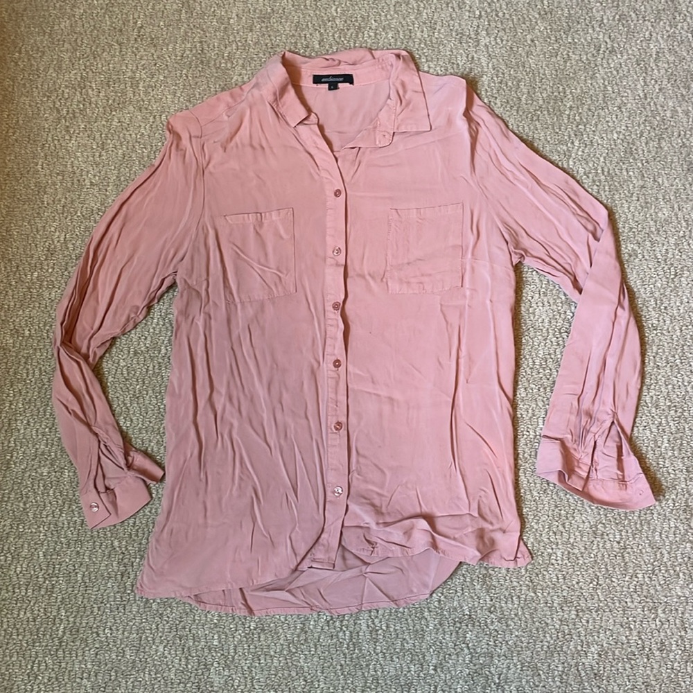 Ambiance button up dusty pink top